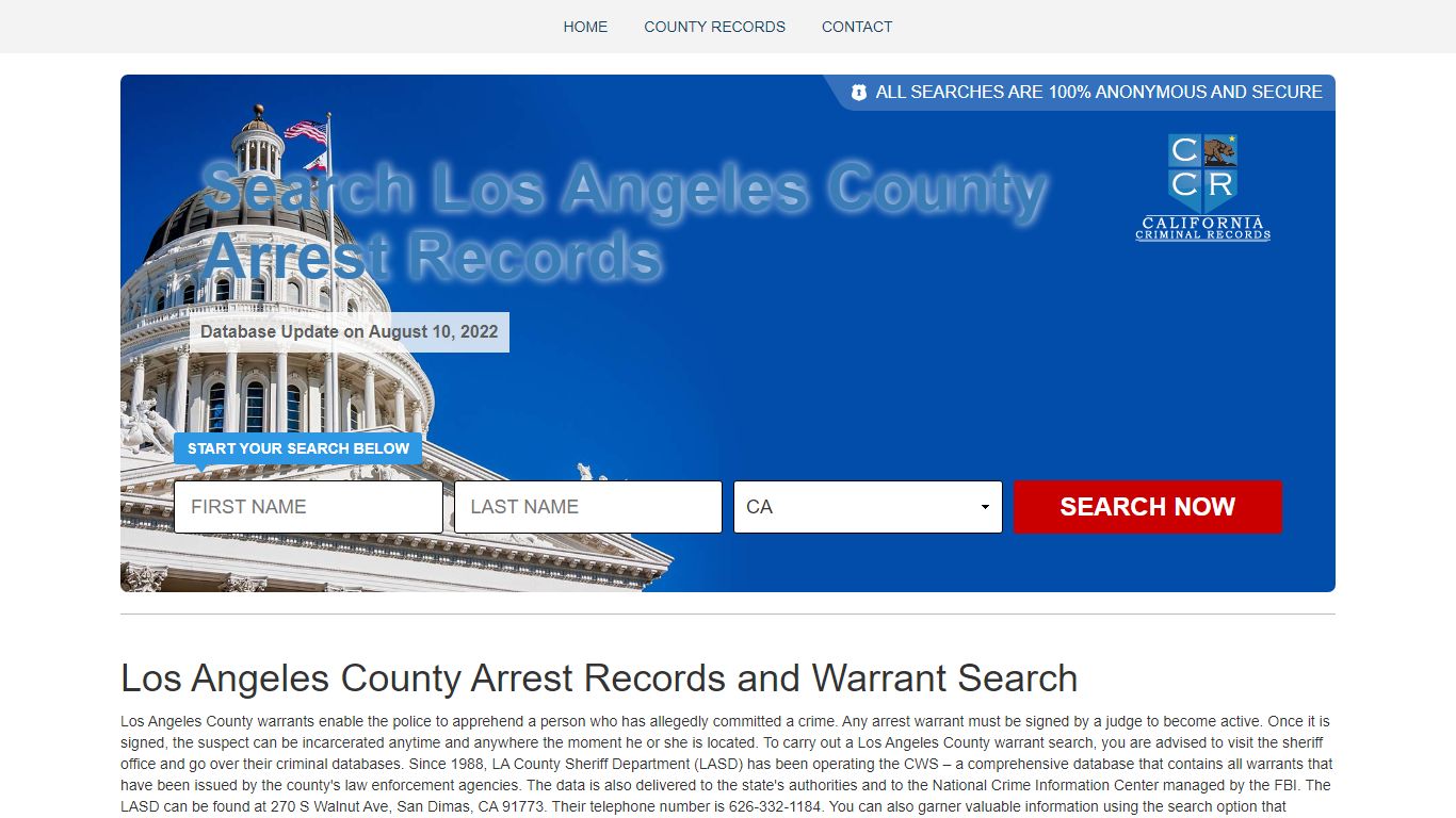 Los Angeles County Arrest Records and Warrant Search