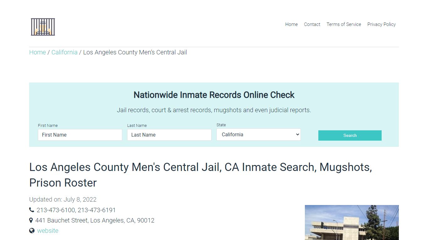 Los Angeles County Men's Central Jail, CA Inmate Search ...